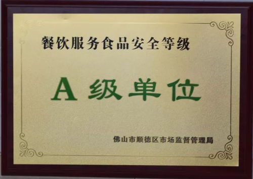 热烈祝贺上佳市幼儿园荣获顺德区餐饮服务食品安全 示范单位 和 a级单位 称号